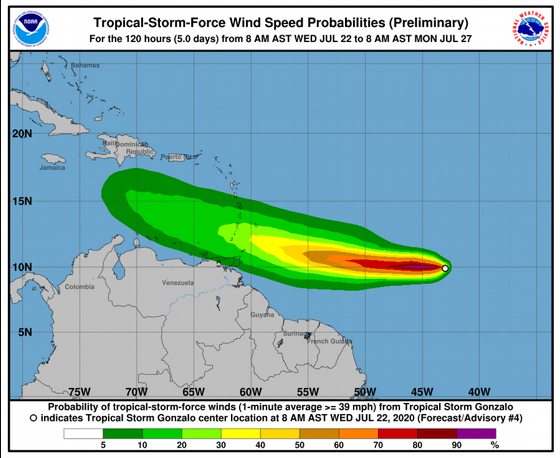  Gonzalo se fortalece y podría convertirse en huracán el jueves en su ruta al Caribe
